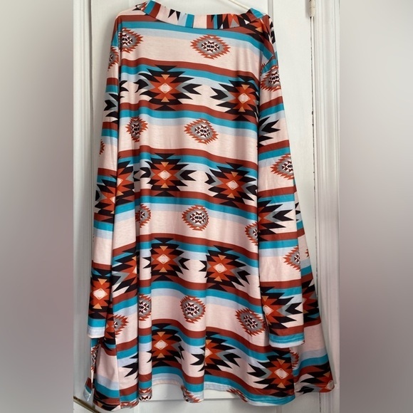 Aztec Geometric Western Cowgirlcore V-Neck Print Cardigan Duster, Large- Xl - Picture 1 of 9